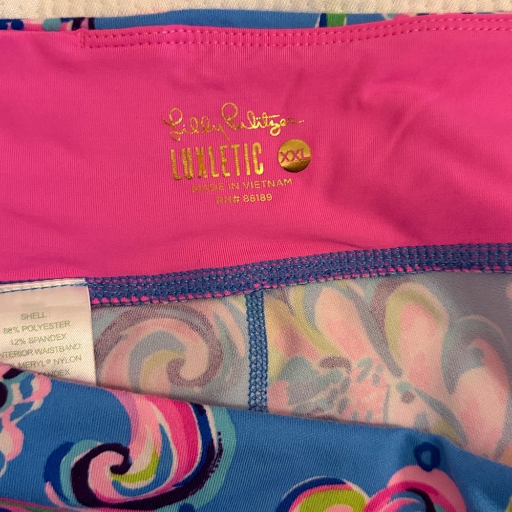 Lilly Pulitzer Pink and Blue Patterned Leggings EUC XXL - Picture 3 of 4